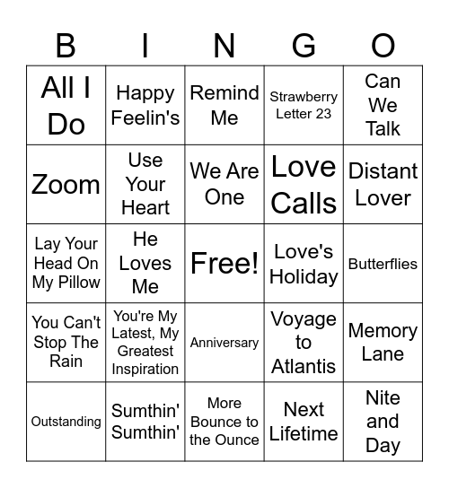 Mama's Cleaning Music Bingo Card