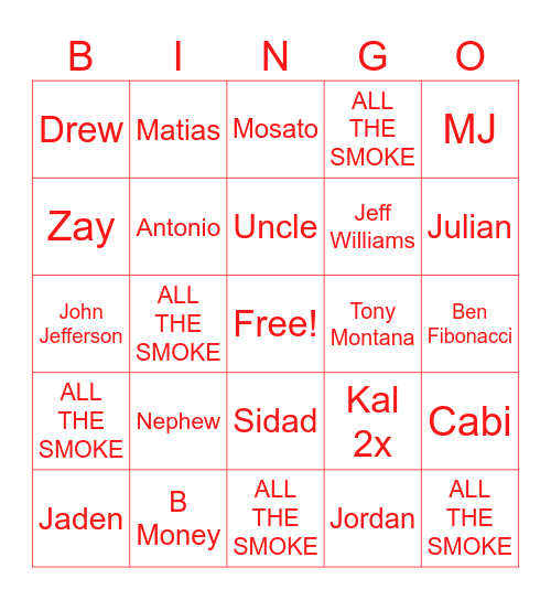 BDG hitlist Bingo Card