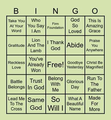 Harvest Students Bingo Card