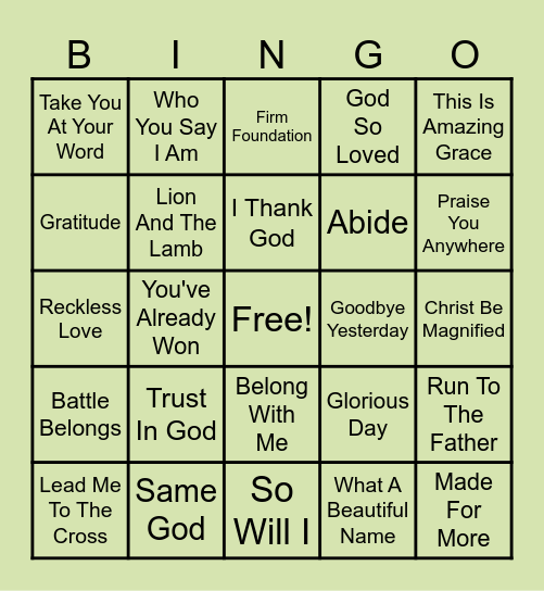 Harvest Students Bingo Card