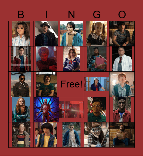 Stranger Things Bingo Card