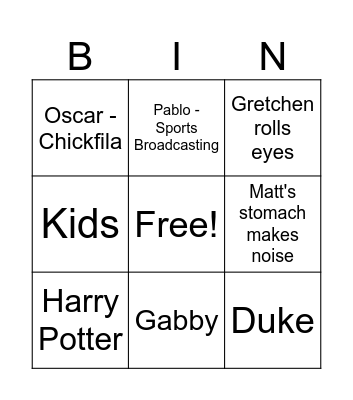 Untitled Bingo Card