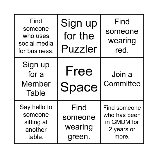 GMDM Holiday Bingo Card