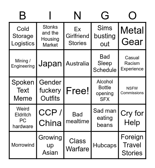 Sai Bingo! Bingo Card