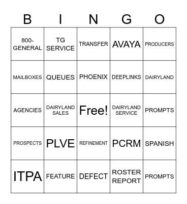 Phoenix Bingo Card