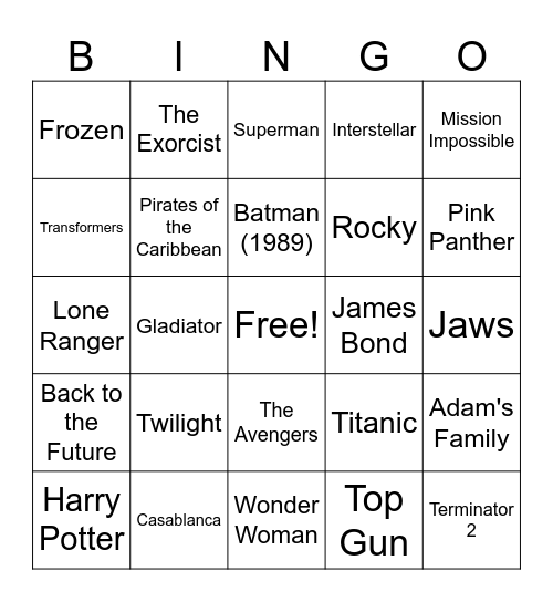 Movie Scores Bingo Card