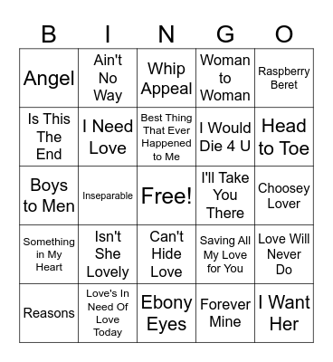 I Luv Music Bingo Card