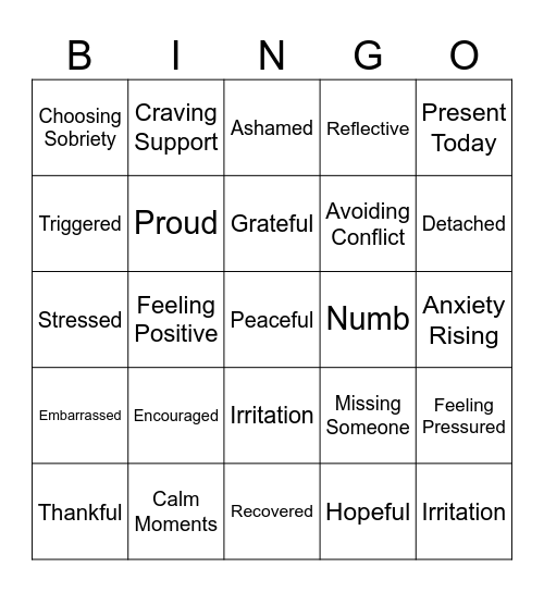 Holiday Mood Bingo Card