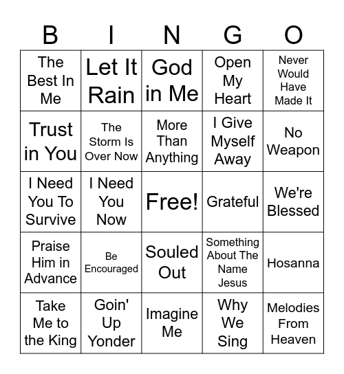 Encouragement Bingo Card