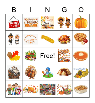 Thanksgiving Bingo Card