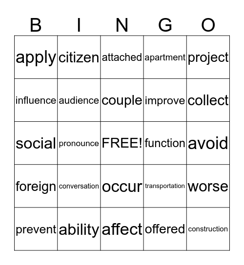 Untitled Bingo Card