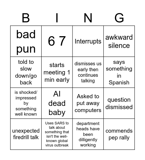11/18 Faculty meeting Bingo Card
