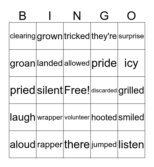 Fun with Words 5! Bingo Card
