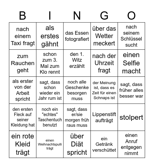 Kreuze an, wenn du siehst wie jemand……. Bingo Card