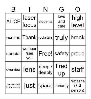 November Faculty Meeting Bingo Card