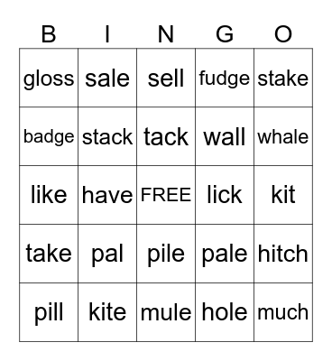Long and Short Vowel Sounds Bingo Card