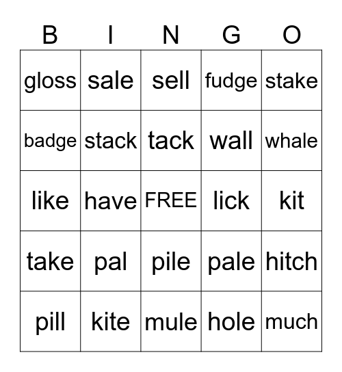 Long and Short Vowel Sounds Bingo Card