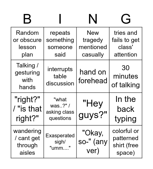 Squire bingo 3 Bingo Card