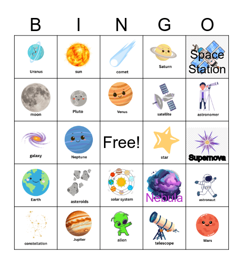 SPACE Bingo Card