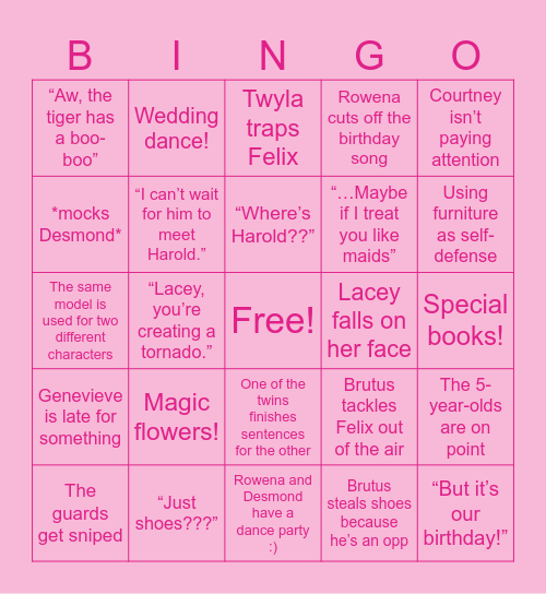 Barbie and the 12 Dancing Princesses Bingo Card