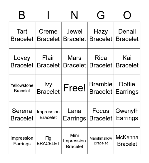 Holiday Blingo Bingo Card