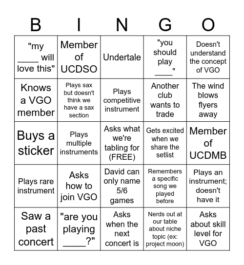 vgo tabling bingo Card