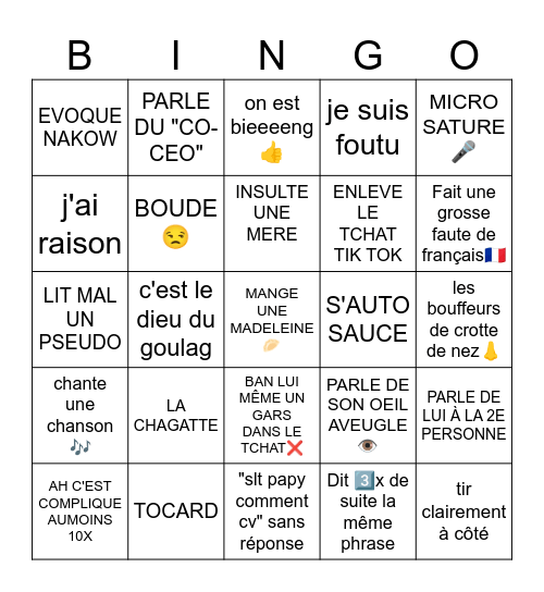 PAPY CALL OF Bingo Card
