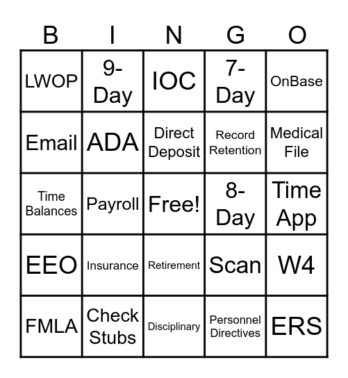 HR Bingo Card
