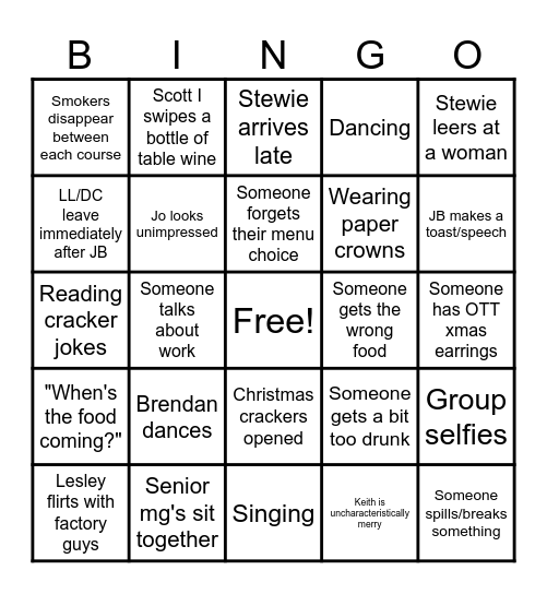 RUK Xmas Bingo Card