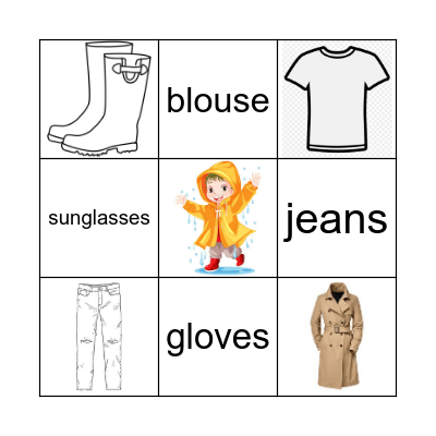 Clothes Bingo! Pictures Bingo Card