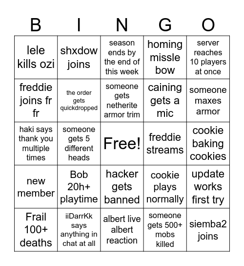 flymak bingo Card