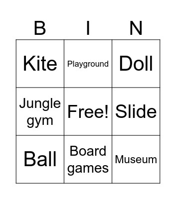TOYS Bingo Card