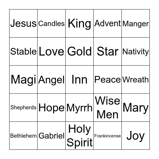 Advent Bingo Card