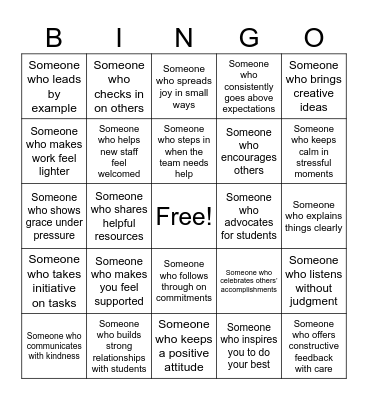 Gratitude Bingo Card