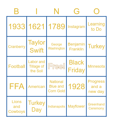 FFA Bingo Card