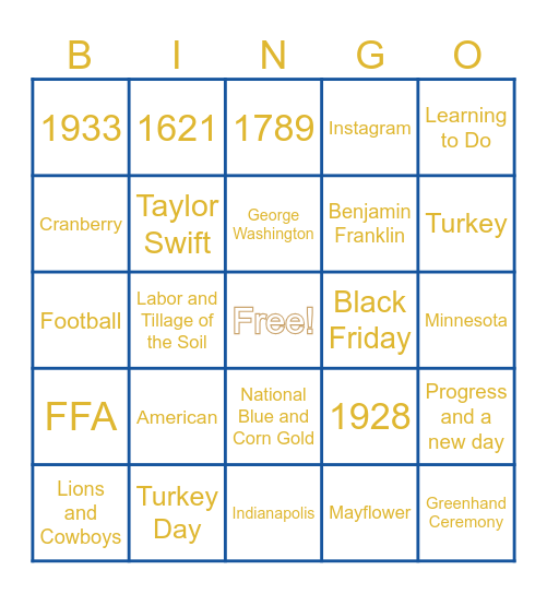 FFA Bingo Card