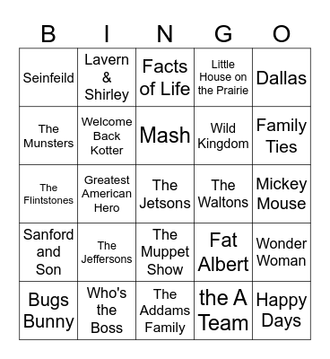 Classic TV Bingo Card