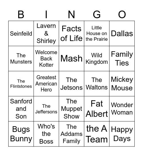Classic TV Bingo Card