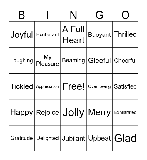 THANKFUL PEOPLE Bingo Card