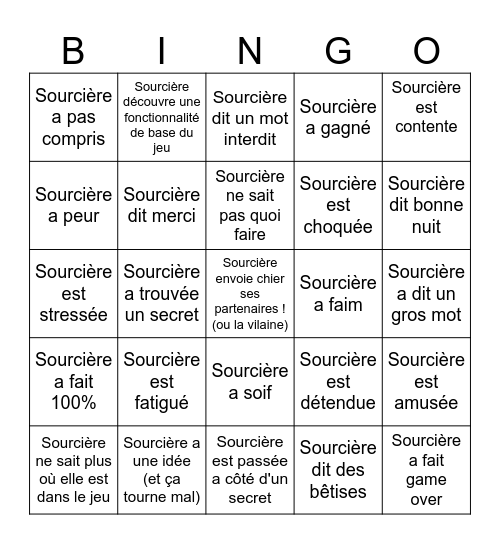 Bingo Sourcière Bingo Card