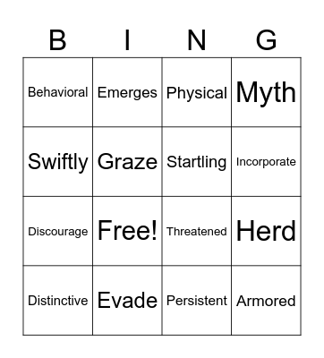 Mod 2, Unit 1 Vocab Bingo Card