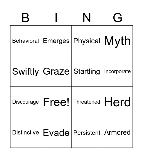 Mod 2, Unit 1 Vocab Bingo Card