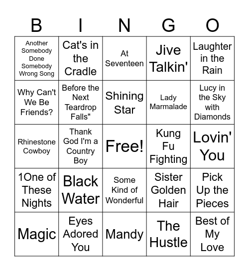 Billboard Hits - 1975 Bingo Card