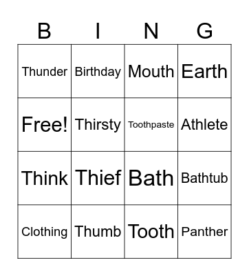 /Th/ Bingo Card