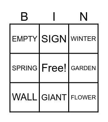 THE SELFIH GIANT Bingo Card