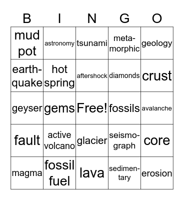 Our Planet Earth Bingo Card