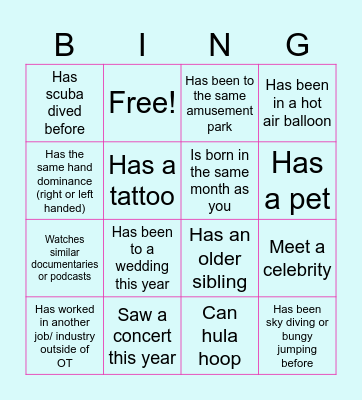 CCOT Human Bingo Card