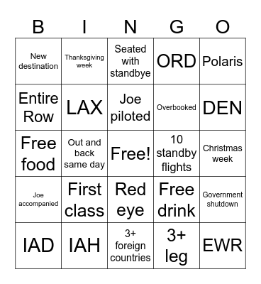 Standby Bingo Card