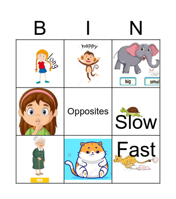BINGO - opposites Bingo Card
