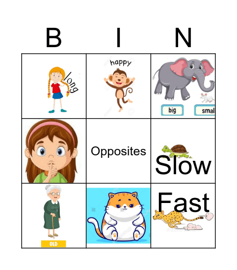 BINGO - opposites Bingo Card